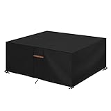 SanGlory Abdeckung Gartenmöbel Wasserdicht 600D Oxford Gewebe UV50+, Gartentische Abdeckhaube Winddicht, Abdeckplane Schutzhülle Schwerlast für Gartentische, Sitzgruppe und Möbelsets (200x160x70cm)