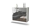 Dekati Sideboard Witten hängend (92x77x35cm) Korpus weiß matt | Front Hochglanz Grau | Push-to-Open