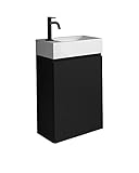 WC Badmöbel Angela 40x22 cm Schwarz Holz - Schrank Waschbecken Badezimmer Toilette