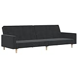 Susany Tagesbett 2-Sitzer Bett Sofa Schlaffunktion Gästebett Schlafsofa Couch Schlafcouch Bettcouch Bettsofa Sofabett Wohnzimmer Schwarz Stoff,Bett (vollständig ausgeklappt):220 x 100 x 52 cm