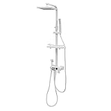 Duschsystem Duschpaneel Regendusche Massage Duschset Duscharmatur für Badezimmer Duschsystem Zeitgenössischer quadratischer Stil mit Handbrause (Silber)