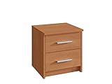 MATKAM Nachttisch 2S in klassischer Optik | H/B/T 41 x 40 x 35 cm, mit Zwei Schubladen | In verschiedenen Ausführungen erhältlich (Erle)