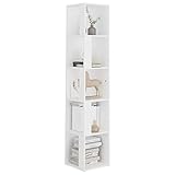 Tidyard Eckschrank mit Fächer Kommode Anrichte Beistellschrank Mehrzweckschrank Schrank Regal Vitrine Weiß 33x33x164,5 cm Holzwerkstoff