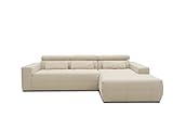 DOMO Collection Brandon Ecksofa, Sofa mit Rückenfunktion in L-Form, Polsterecke, Eckgarnitur, beige, 285 x 175 cm