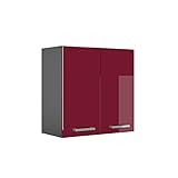 VICCO Küchenschrank R-Line Hängeschrank Unterschrank Küchenzeile Küchenunterschran Anthrazit (Bordeaux Hochglanz, Hängeschrank 60cm)