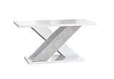 ALTDECOR Couchtisch, Kaffeetisch, ideal als Sofatisch oder Wohnzimmertisch, solide Konstruktion aus Möbelplatte, 110x70x60 cm - Hochglanz Weiß/Betonoptik - AOX