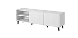 BIM Furniture TV-Schrank PAFOS 150 cm mit gefräster Front Hochwertiges MDF Lowboard Schrank TV Tisch Sideboard Kommode Hi-Fi Tisch Fernsehtisch Skandinavische Beine (Weiß)