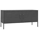 Makastle Lowboard TV Möbel Tisch TV-Ständer TV Schrank TV-Board TV-Bank mit 2 Türen, Fernsehtisch Fernsehschrank für Wohnzimmer & Schlafzimmer, Anthrazit 105x35x50 cm Stahl