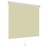 deko-raumshop Thermorollo Verdunkelungsrollo Springrollo Mittelzugrollo Schnapprollo Rollo Breite 62 bis 242 cm Höhe 180 cm Stoff verdunkelnd lichtundurchlässig Thermo Vorhang (232 x 180 cm, Beige)