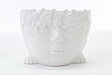Keramik Vase weiß Kopf Mädchen mit Blumenkranz, Pflanzkübel für Sukkulenten, Blumen, Deko für Schlafzimmer, Wohnzimmer, Küche, Büro, Kinderzimmer, Eingang, ngl 048
