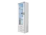 Mirjan24 Vitrine Standvitrine Soho S1, Glasvitrine, Vitrinenschrank, Hochschrank, Stauraumvitrine, Wohnzimmer Highboard Schrank (Weiß/Weiß Hochglanz, ohne Beleuchtung)