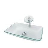 Badezimmer-Waschbecken und Wasserhahn-Kombination, Aufsatzwaschbecken, Waschtisch-Waschbecken aus gehärtetem Glas, mattiertes, klares Glas-Waschbecken mit Abfluss-Kombination