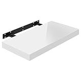 WOLTU Wandregal Volato Wandboard freischwebend hochglänzend weiß Schweberegal CD DVD Regal Bücherregal Holz Board 50x22,9x3,8cm RG9477ws