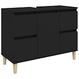 vidaXL Waschbeckenunterschrank Schwarz 80x33x60 cm Holzwerkstoff