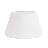 Lampenschirm Polycotton von Light & Living - 45 x 35, Höhe 25cm, für E27-Fassung - Transluzentes Weiß mit weißer Innenverkleidung - Runder Lampenschirm für Tisch,- und Stehlampen