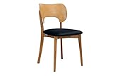 Konsimo LYCO Esszimmerstühle - Modern Holzstuhl 80,5x47cm - Küchenstühle - Stuhl Esszimmer, Küche, Wohnzimmer - Universal Esstisch Stühle mit Weicher Polsterung - Marineblau/Eiche hell