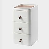 Nachttisch Weiße Nachttische, Nachttisch-Endtisch mit 3 Schubladen for Wohnzimmer-Schmaler Raum Moderne Schlafzimmermöbel, die in versteckten Tablett gebaut wurden Nachtschrank Nachtkommode ( Color :