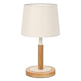 tomons LED Nachttischlampe Dimmbar aus Holz, Moderne Tischlampe, LED Tischleuchte Retro mit Stoffschirm für Schlafzimmer, Wohnzimmer oder im Hotel oder Café - Beige