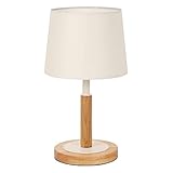 tomons LED Nachttischlampe Dimmbar aus Holz, Moderne Tischlampe, LED Tischleuchte Retro mit Stoffschirm für Schlafzimmer, Wohnzimmer oder im Hotel oder Café - Beige