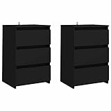 BULANED Nachttische 2 STK Nachtschrank, Nachtkästchen, Bedside Table, Nachtkommode, Nightstand, Nachttischschrank, Nachtkonsole, Schwarz 40x35x62,5 cm Spanplatte