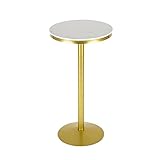 Moderner runder Cocktailtisch, hoher Marmortisch in der Bar des Familienempfangsraums, stabiles Metallgestell, Kaffee- und Cocktailtisch, geeignet für Küche, Wohnzimmer, Café