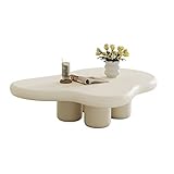 NIZAME Couchtisch mit Weißer Wolke Creme Stil Abgerundete Kanten Unregelmäßige Tischplatte Starke Tragfähigkeit Mattmetalllack Kleines Haus Wohnzimmer (Color : Black, Size : 123 * 89 * 30cm)