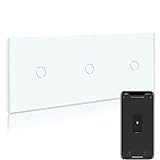 BSEED Smart Alexa Lichtschalter 1 Fach 2 wege Dreifach Wifi Smart Lichtschalter arbeitet mit Amazon Alexa and Google Home,Lichtschalter Glas Touchscreen-schalter Weiß(Erforderlich Neutral Draht) 228mm
