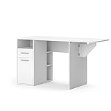 Vicco Basteltisch Basti 104x76cm, weiß, Schreibtisch mit klappbarer Erweiterung