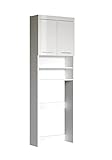 trendteam smart living Badezimmer Waschmaschinenschrank Waschmaschinenüberbau Amanda, 63 x 187 x 24 cm in Weiß / Weiß Hochglanz mit viel Stauraum