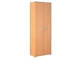 Inter Link – Mehrzweckschrank – Aktenschrank – Allzweckschrank – 2 Türen – Breite:70cm – Tiefe: 34 cm – Höhe: 190 cm – inkl. 5 Einlageböden – Melaminbeschichtet – Vetra – Buche Nachbildung