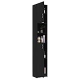 Gecheer Badezimmerschrank Hochschrank mit Fächer Waschküche Regal Badezimmer Schrank Badschrank Badmöbel Schwarz 32x25,5x190 cm
