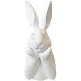 presentis Osterhase Deko Ben 25 cm weiß matt Shabby Look Hasenbüste Osterdeko
