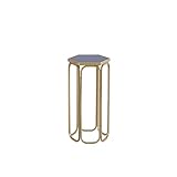 MUYUANSU 57cm Höhe Hohe Seitentische, Sechskant-gehärtet-glasplatte, Wohnzimmer-eck-akzent-tabellen-anlagenständer Für Balkon(Size:28.5 * 57CM,Color:Golden)