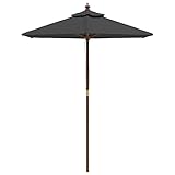 Tidyard Sonnenschirm mit Holzmast Ampelschirm Marktschirm Gartenschirm Seitensichtschutz,Balkon Schirm,Sonnenschutz Strandschirm 196 x 231 cm (Durchmesser x H) Mit Seilzugsystem Anthrazit,Massives