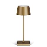 Neu Stilosa 3 - Dimmbare LED Akku-Tischlampe IP54 Indoor & Outdoor - Aufladbar - Warme Lichtfarbe - Designer Tischleuchte mit USB-C Port - Dunkles Gold