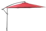 GRFIT Freischwinger mit Kurbel und Neigung, 3M-Gartenschirm, UV-Schutz 50+, wasserdichter Terrassenschirm, überhängend für den Außenbereich, Basis Nicht enthalten, 2 Weiß