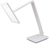 FeinTech LTL00100 LED Schreibtisch-Lampe Lichtfarbe warmweiß bis kaltweiß dimmbar 550 lm, Aluminium, ABS-Kunststoff, Acrylglas, weiß