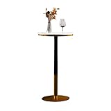 SORVA Runde Bartheke mit Marmorplatte und goldenem Eisensockel mit Metallverkleidung, Bistro-Cocktailtisch, geeignet für Wohnzimmer, Café, Höhe 75 cm, 95 cm, 105 cm