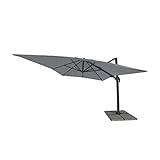 paramondo parapenda Plus Ampelschirm Ampelsonnenschirm, 360° Schwenkbar, Axiale Neigung, Kurbelbedienung, Stahl-Standkreuz und Gestell in Anthrazit, Rechteckig, Grau, 3 x 4 m