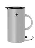 Stelton Wasserkocher EM77 - Elektrischer Kocher, Wasserkessel, Teekanne - Schnell kochend, niedriger Energieverbrauch, entnehmbarer Kalkfilter, Sicherheitsschalter - 1,5 Liter, Grau, EU-Stecker