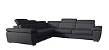 Stylefy Ecksofa Leila L-from mit Ottomane Links, Schlaffunktion und Bettkasten - Eckcouch (HxBxL): 78x256x286 cm - Strukturstoff Inari, Grau