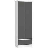 ADGO CLP 1 R60 Büro-Regalschrank 60x180x35 cm Schublade 2 Türen Moderner geräumiger Schrank für Dokumente und Büroartikel Weiß-grafitgrau (Lieferung in 2 Paketen)