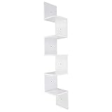 ASY 3/5 Tier Wandecke Regal Schwimmend Zick-Zack Wand Bücherregal Lagerung DVD Lagerschrank Dekorative Display Organizer Rack Für Home Office (Color : 5 Tier, Size : White)