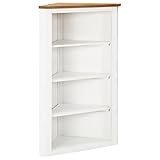 vidaXL Eichenholz Massiv Eckschrank mit 4 Regalböden Kommode Anrichte Beistellschrank Mehrzweckschrank Schrank Regal Vitrine 59x36x100cm