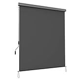 SONGMICS Senkrechtmarkise, ausziehbar, 2,5 X 1,6 m (L x B), Vertikalmarkise für Terrasse und Balkon mit Markisenkasten, Schutz vor Sonne und Wind, Sichtschutz, grau GSA165GY