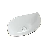 Bathroom Sink/Waschbecken Bad Weißes Porzellan-Keramik-Waschbecken mit Pop-Up-Abfluss, Blattform, L 35,4' x B 15,7' × T 3,5' Badwaschbecken