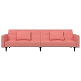 Gecheer Schlafsofa 2-Sitzer mit 2 Kissen Sofa Schlafcouch Bettsofa Sofabett Gästebett Couch Tagesbett Bettcouch Wohnzimmersofa Polstersofa Rosa Samt