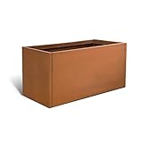GZLVSOW Blumenkasten aus Metall aus Corten-Stahl für Garten, Vase aus Stahl für Terrasse, modernes rustikales Design auf dem Bauernhof (Rost, L80xW40xD40)