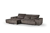 Mivano Eckcouch Orion / Großes Ecksofa mit XL-Recamiere inkl. Relaxfunktion, Kopfteilfunktion und Kissen / 307 x 73 x 186 / Velours, Grau