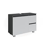 Vicco Waschtischunterschrank Waschbeckenunterschrank Badschrank J-Shape modern 80x61cm Badezimmer Schrank Badmöbel Schranktür Schrankschublade Aufbewahrung (Anthrazit-Weiß)